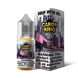 Candy King Salt - Pink Squares Iced E-Liquid | Long-lasting Sweet & Minty Vape | Blaze & Vape