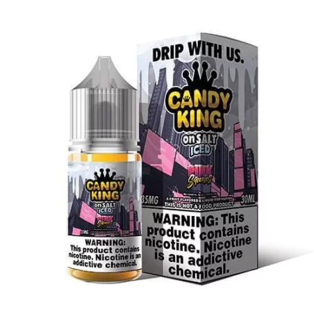 Candy King Salt - Pink Squares Iced E-Liquid | Long-lasting Sweet & Minty Vape | Blaze & Vape